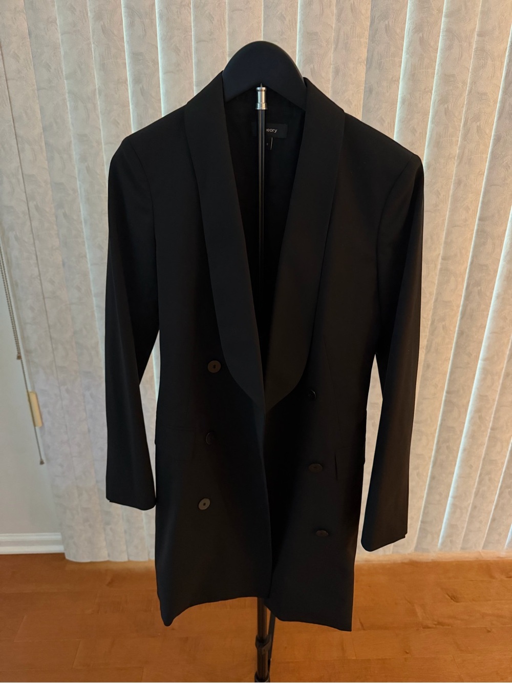 Theory Black Double-Breasted Mini Dress Blazer